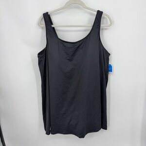 Lands’ end plus size scoop neck mini swim dress swimsuit black sz 3X